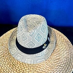 NWOT Men’s Summer Trilby Hat - Geometric Pattern & Black Corona Extra Band - S/M